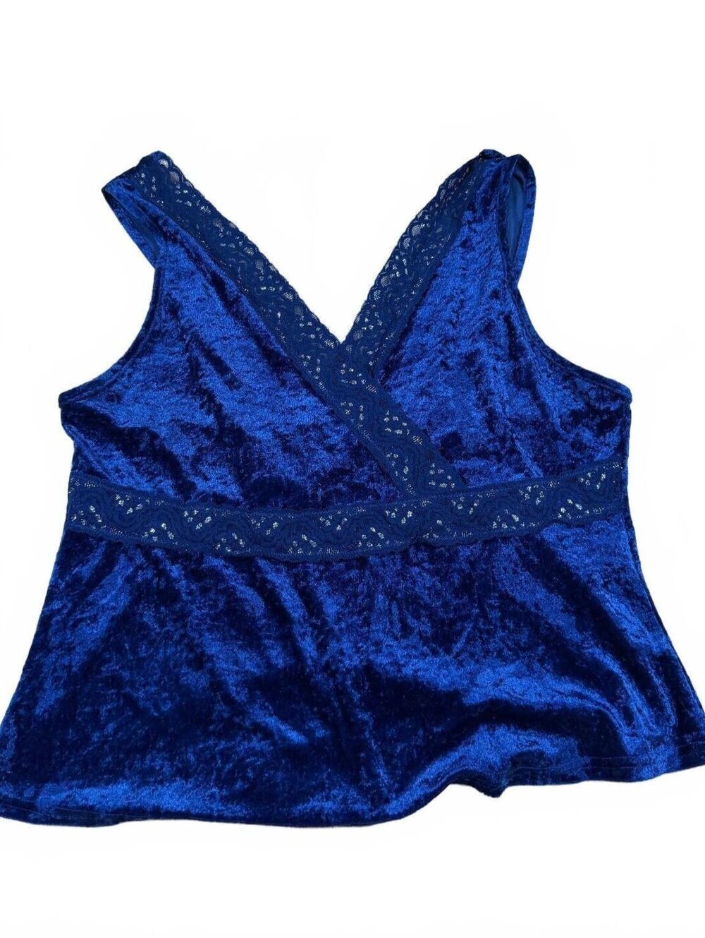 Vintage 90s Avon Intimates Blue Velvet Babydoll Tank Size M